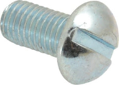 Value Collection - 1/4-28 UNF, 1/2" Length Under Head Slotted Drive Machine Screw - Round Head, Grade J82 Steel, Zinc-Plated Finish, Without Washer - Exact Tooling