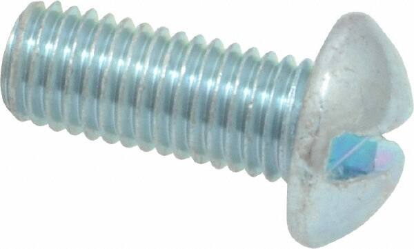 Value Collection - 1/4-28 UNF, 5/8" Length Under Head Slotted Drive Machine Screw - Round Head, Grade J82 Steel, Zinc-Plated Finish, Without Washer - Exact Tooling