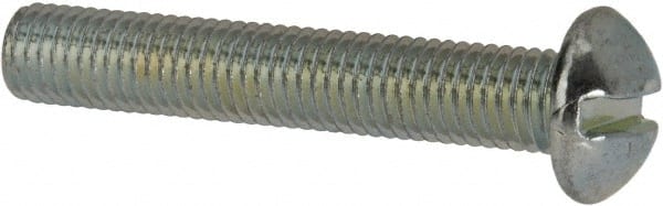 Value Collection - 1/4-28 UNF, 1-1/2" Length Under Head Slotted Drive Machine Screw - Round Head, Grade J82 Steel, Zinc-Plated Finish, Without Washer - Exact Tooling