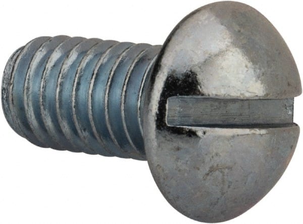 Value Collection - 5/16-18 UNC, 5/8" Length Under Head Slotted Drive Machine Screw - Round Head, Grade 2 Alloy Steel, Zinc-Plated Finish, Without Washer - Exact Tooling