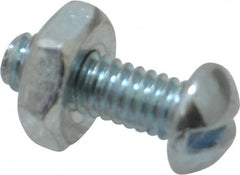 Value Collection - #8-32 UNC, 1/2" Length Under Head Slotted Drive Machine Screw - Round Head, Grade J82 Steel, Zinc-Plated Finish, Without Washer - Exact Tooling