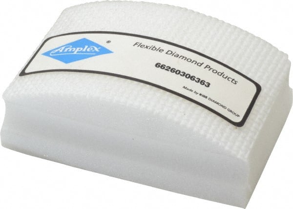 AMPLEX - Super Fine Grade, 800 Grit, Diamond Hand Pad - White, 2-1/8" Wide x 3-1/2" Long x 1-1/2" Thick, Coated - Exact Tooling