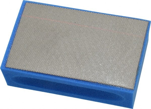 AMPLEX - Ultra Fine Grade, 1800 Grit, Diamond Hand Pad - Blue, 2-1/8" Wide x 3-1/2" Long x 1-1/2" Thick, Coated - Exact Tooling