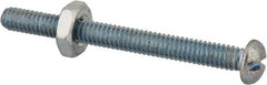 Value Collection - #8-32 UNC, 1-3/4" Length Under Head Slotted Drive Machine Screw - Round Head, Grade J82 Steel, Zinc-Plated Finish, Without Washer - Exact Tooling
