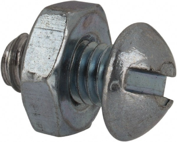 Value Collection - #10-24 UNC, 3/8" Length Under Head Slotted Drive Machine Screw - Round Head, Grade 2 Steel, Zinc-Plated Finish, Without Washer - Exact Tooling