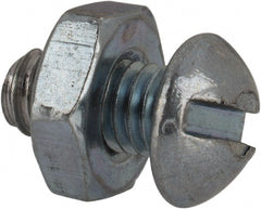 Value Collection - #10-24 UNC, 3/8" Length Under Head Slotted Drive Machine Screw - Round Head, Grade 2 Steel, Zinc-Plated Finish, Without Washer - Exact Tooling