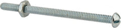 Value Collection - #10-24 UNC, 3" Length Under Head Slotted Drive Machine Screw - Round Head, Grade 2 Steel, Zinc-Plated Finish, Without Washer - Exact Tooling