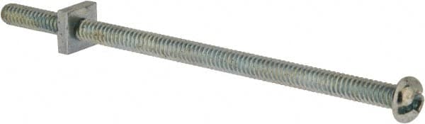 Value Collection - #10-24 UNC, 4" Length Under Head Slotted Drive Machine Screw - Round Head, Grade 2 Steel, Zinc-Plated Finish, Without Washer - Exact Tooling