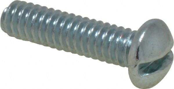 Value Collection - 1/4-20 UNC, 1/2" Length Under Head Slotted Drive Machine Screw - Round Head, Grade 2 Steel, Zinc-Plated Finish, Without Washer - Exact Tooling