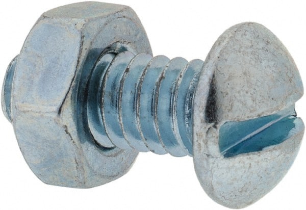 Value Collection - 1/4-20 UNC, 5/8" Length Under Head Slotted Drive Machine Screw - Round Head, Grade 2 Steel, Zinc-Plated Finish, Without Washer - Exact Tooling