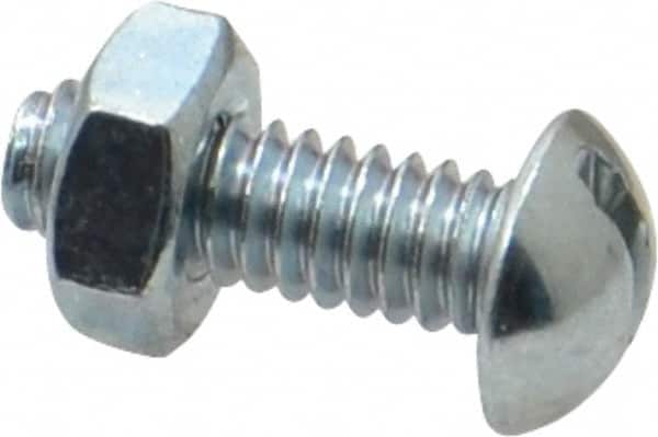 Value Collection - 1/4-20 UNC, 3/4" Length Under Head Slotted Drive Machine Screw - Round Head, Grade 2 Steel, Zinc-Plated Finish, Without Washer - Exact Tooling