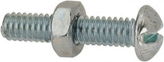 Value Collection - 1/4-20 UNC, 1-1/4" Length Under Head Slotted Drive Machine Screw - Round Head, Grade 2 Steel, Zinc-Plated Finish, Without Washer - Exact Tooling