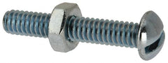 Value Collection - 1/4-20 UNC, 1-1/2" Length Under Head Slotted Drive Machine Screw - Round Head, Grade J82 Steel, Zinc-Plated Finish, Without Washer - Exact Tooling