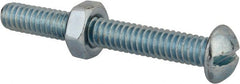 Value Collection - 1/4-20 UNC, 2" Length Under Head Slotted Drive Machine Screw - Round Head, Grade 2 Steel, Zinc-Plated Finish, Without Washer - Exact Tooling