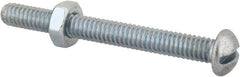 Value Collection - 1/4-20 UNC, 2-1/2" Length Under Head Slotted Drive Machine Screw - Round Head, Grade 2 Steel, Zinc-Plated Finish, Without Washer - Exact Tooling