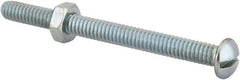 Value Collection - 1/4-20 UNC, 3" Length Under Head Slotted Drive Machine Screw - Round Head, Grade 2 Steel, Zinc-Plated Finish, Without Washer - Exact Tooling