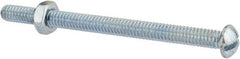 Value Collection - 1/4-20 UNC, 3-1/2" Length Under Head Slotted Drive Machine Screw - Round Head, Grade 2 Steel, Zinc-Plated Finish, Without Washer - Exact Tooling