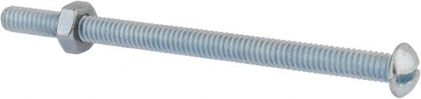 Value Collection - 1/4-20 UNC, 4" Length Under Head Slotted Drive Machine Screw - Round Head, Grade 2 Steel, Zinc-Plated Finish, Without Washer - Exact Tooling