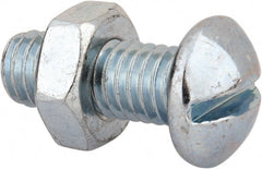 Value Collection - 3/8-16 UNC, 1" Length Under Head Slotted Drive Machine Screw - Round Head, Grade 2 Steel, Zinc-Plated Finish, Without Washer - Exact Tooling