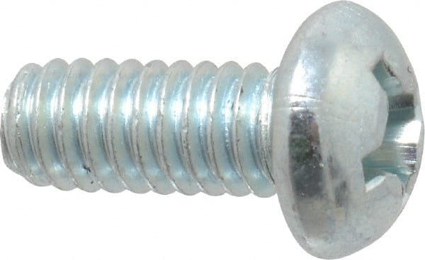 Value Collection - #12-24 UNC, 1/2" Length Under Head Phillips Drive Machine Screw - Round Head, Grade J82 Steel, Zinc-Plated Finish, Without Washer - Exact Tooling