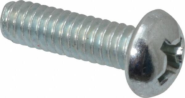 Value Collection - #12-24 UNC, 3/4" Length Under Head Phillips Drive Machine Screw - Round Head, Grade J82 Steel, Zinc-Plated Finish, Without Washer - Exact Tooling
