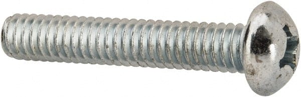 Value Collection - #12-24 UNC, 1-1/4" Length Under Head Phillips Drive Machine Screw - Round Head, Grade J82 Steel, Zinc-Plated Finish, Without Washer - Exact Tooling