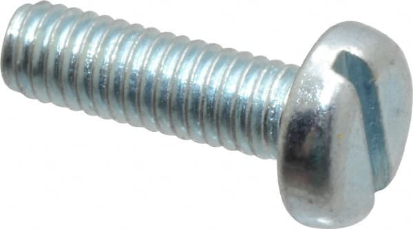 Value Collection - M3x0.50, 10mm Length Under Head Slotted Drive Machine Screw - Pan Head, Grade 4.8 Steel, Zinc-Plated Finish, Without Washer - Exact Tooling