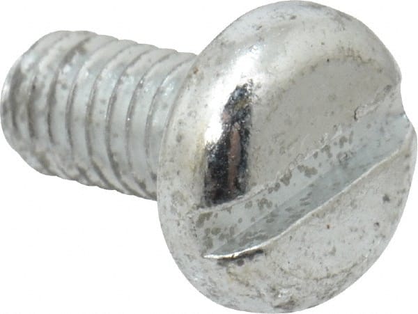 Value Collection - M4x0.70, 8mm Length Under Head Slotted Drive Machine Screw - Pan Head, Grade 4.8 Steel, Zinc-Plated Finish, Without Washer - Exact Tooling
