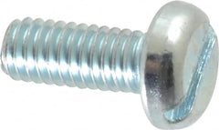 Value Collection - M4x0.70, 10mm Length Under Head Slotted Drive Machine Screw - Pan Head, Grade 4.8 Steel, Zinc-Plated Finish, Without Washer - Exact Tooling