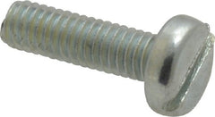 Value Collection - M4x0.70, 14mm Length Under Head Slotted Drive Machine Screw - Pan Head, Grade 4.8 Steel, Zinc-Plated Finish, Without Washer - Exact Tooling