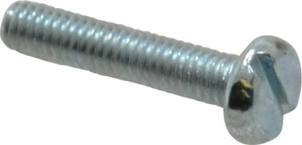 Value Collection - M4x0.70, 20mm Length Under Head Slotted Drive Machine Screw - Pan Head, Grade 4.8 Steel, Zinc-Plated Finish, Without Washer - Exact Tooling