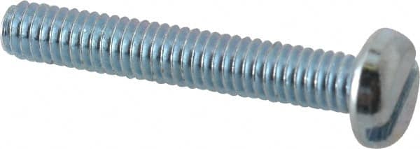 Value Collection - M4x0.70, 25mm Length Under Head Slotted Drive Machine Screw - Pan Head, Grade 4.8 Steel, Zinc-Plated Finish, Without Washer - Exact Tooling