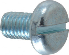 Value Collection - M5x0.80, 8mm Length Under Head Slotted Drive Machine Screw - Pan Head, Grade 4.8 Steel, Zinc-Plated Finish, Without Washer - Exact Tooling