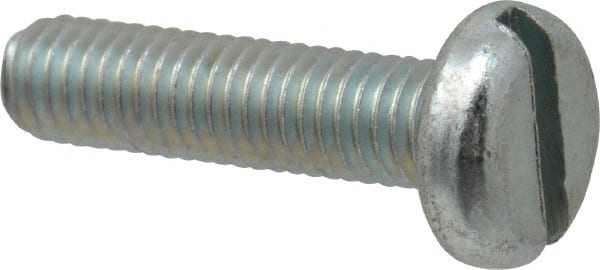 Value Collection - M5x0.80, 20mm Length Under Head Slotted Drive Machine Screw - Pan Head, Grade 4.8 Steel, Zinc-Plated Finish, Without Washer - Exact Tooling