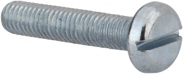 Value Collection - M5x0.80, 25mm Length Under Head Slotted Drive Machine Screw - Pan Head, Grade 4.8 Steel, Zinc-Plated Finish, Without Washer - Exact Tooling