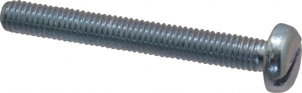 Value Collection - M5x0.80, 40mm Length Under Head Slotted Drive Machine Screw - Pan Head, Grade 4.8 Steel, Zinc-Plated Finish, Without Washer - Exact Tooling