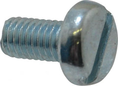 Value Collection - M6x1.00, 12mm Length Under Head Slotted Drive Machine Screw - Pan Head, Grade 4.8 Steel, Zinc-Plated Finish, Without Washer - Exact Tooling