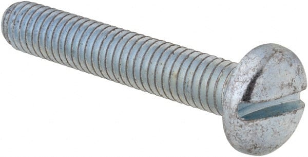 Value Collection - M6x1.00, 35mm Length Under Head Slotted Drive Machine Screw - Pan Head, Grade 4.8 Steel, Zinc-Plated Finish, Without Washer - Exact Tooling