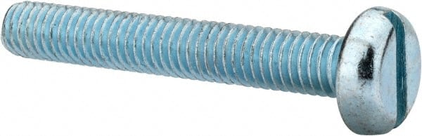 Value Collection - M6x1.00, 40mm Length Under Head Slotted Drive Machine Screw - Pan Head, Grade 4.8 Steel, Zinc-Plated Finish, Without Washer - Exact Tooling