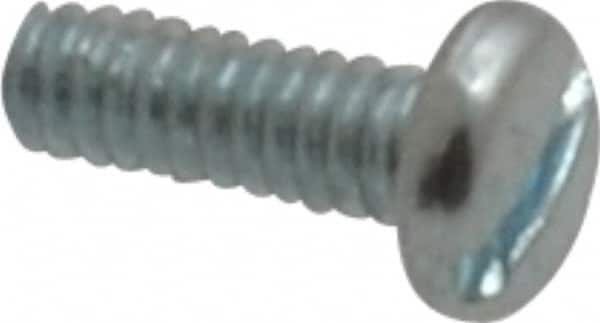 Value Collection - #2-56 UNC, 1/4" Length Under Head Slotted Drive Machine Screw - Pan Head, Grade J82 Steel, Zinc-Plated Finish, Without Washer - Exact Tooling