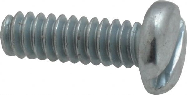 Value Collection - #6-32 UNC, 7/16" Length Under Head Slotted Drive Machine Screw - Pan Head, Grade 2 Steel, Zinc-Plated Finish, Without Washer - Exact Tooling