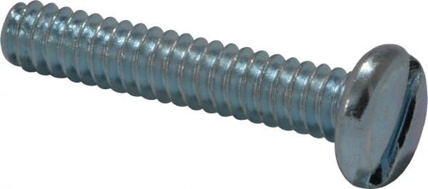 Value Collection - #6-32 UNC, 3/4" Length Under Head Slotted Drive Machine Screw - Pan Head, Grade J82 Steel, Zinc-Plated Finish, Without Washer - Exact Tooling