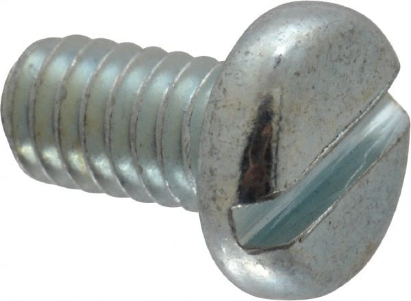 Value Collection - #8-32 UNC, 5/16" Length Under Head Slotted Drive Machine Screw - Pan Head, Grade J82 Steel, Zinc-Plated Finish, Without Washer - Exact Tooling