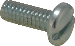 Value Collection - #8-32 UNC, 7/16" Length Under Head Slotted Drive Machine Screw - Pan Head, Grade J82 Steel, Zinc-Plated Finish, Without Washer - Exact Tooling