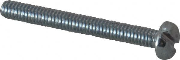 Value Collection - #8-32 UNC, 1-1/2" Length Under Head Slotted Drive Machine Screw - Pan Head, Grade J82 Steel, Zinc-Plated Finish, Without Washer - Exact Tooling