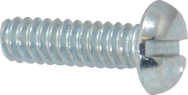 Value Collection - #10-24 UNC, 5/8" Length Under Head Slotted Drive Machine Screw - Pan Head, Grade J82 Steel, Zinc-Plated Finish, Without Washer - Exact Tooling