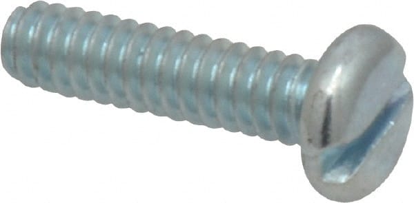 Value Collection - #10-24 UNC, 3/4" Length Under Head Slotted Drive Machine Screw - Pan Head, Grade J82 Steel, Zinc-Plated Finish, Without Washer - Exact Tooling