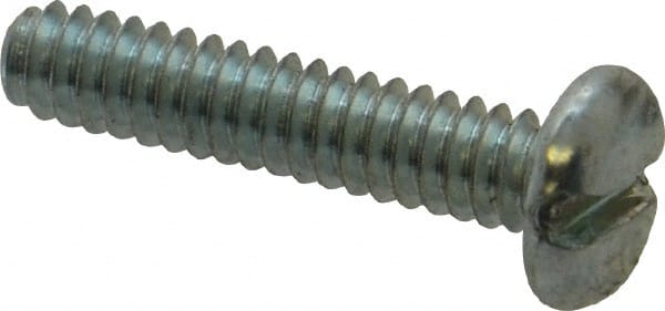 Value Collection - #10-24 UNC, 7/8" Length Under Head Slotted Drive Machine Screw - Pan Head, Grade J82 Steel, Zinc-Plated Finish, Without Washer - Exact Tooling