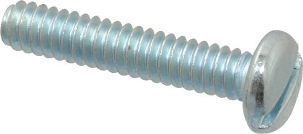 Value Collection - #10-24 UNC, 1" Length Under Head Slotted Drive Machine Screw - Pan Head, Grade J82 Steel, Zinc-Plated Finish, Without Washer - Exact Tooling