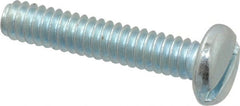 Value Collection - #10-24 UNC, 1" Length Under Head Slotted Drive Machine Screw - Pan Head, Grade J82 Steel, Zinc-Plated Finish, Without Washer - Exact Tooling